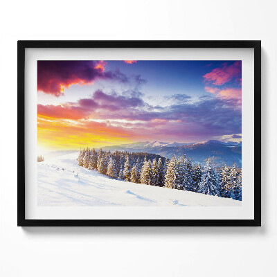 Tablou living cu rama Peisaj montan de iarnă