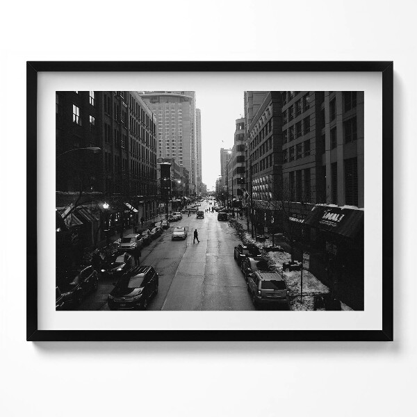 Tablou living cu rama Străzile alb-negre din Chicago