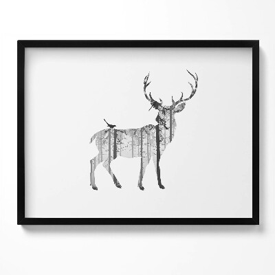 Tablou rama Silueta unui cerb și a pădurii