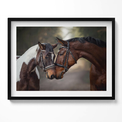 Tablou living cu rama Portret de cai în pădure