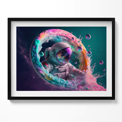 Tablou living cu rama Cosmonaut nori colorați
