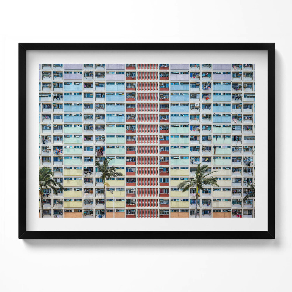 Tablou living cu rama Clădire colorată Hong Kong