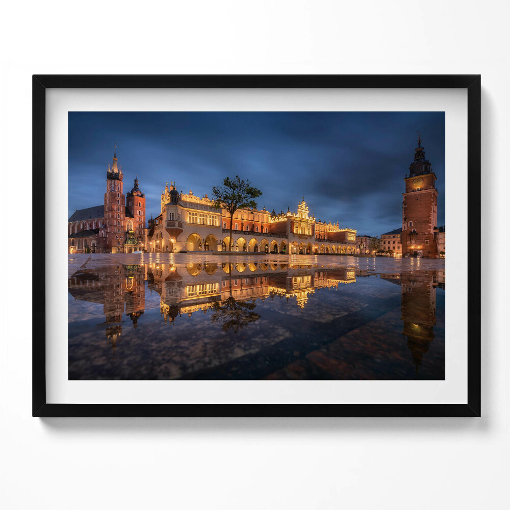 Tablou living cu rama Piața Cracovia - Hala de pânză