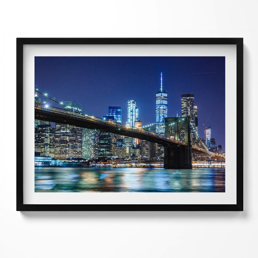 Tablou rama Podul Brooklyn, New York, noaptea