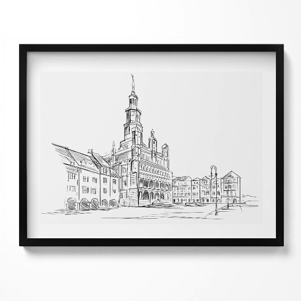 Tablou living cu rama Schiță a orașului vechi din Poznan