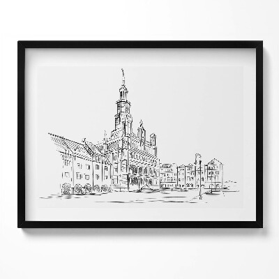 Tablou living cu rama Schiță a orașului vechi din Poznan