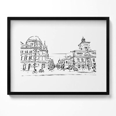 Tablou living cu rama Ilustrație a orașului vechi din Poznań