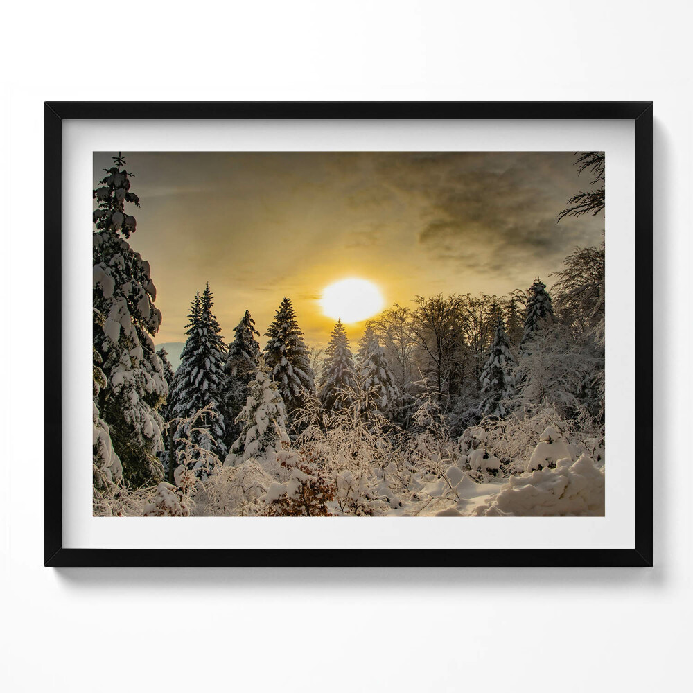 Tablou living cu rama Peisaj de iarnă Beskidy