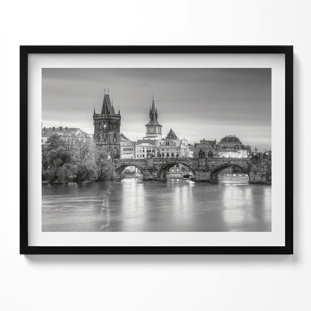 Tablou living cu rama Vedere a Podului Carol din Praga