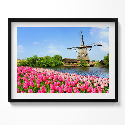 Tablou rama Moară de vânt olandeză cu flori