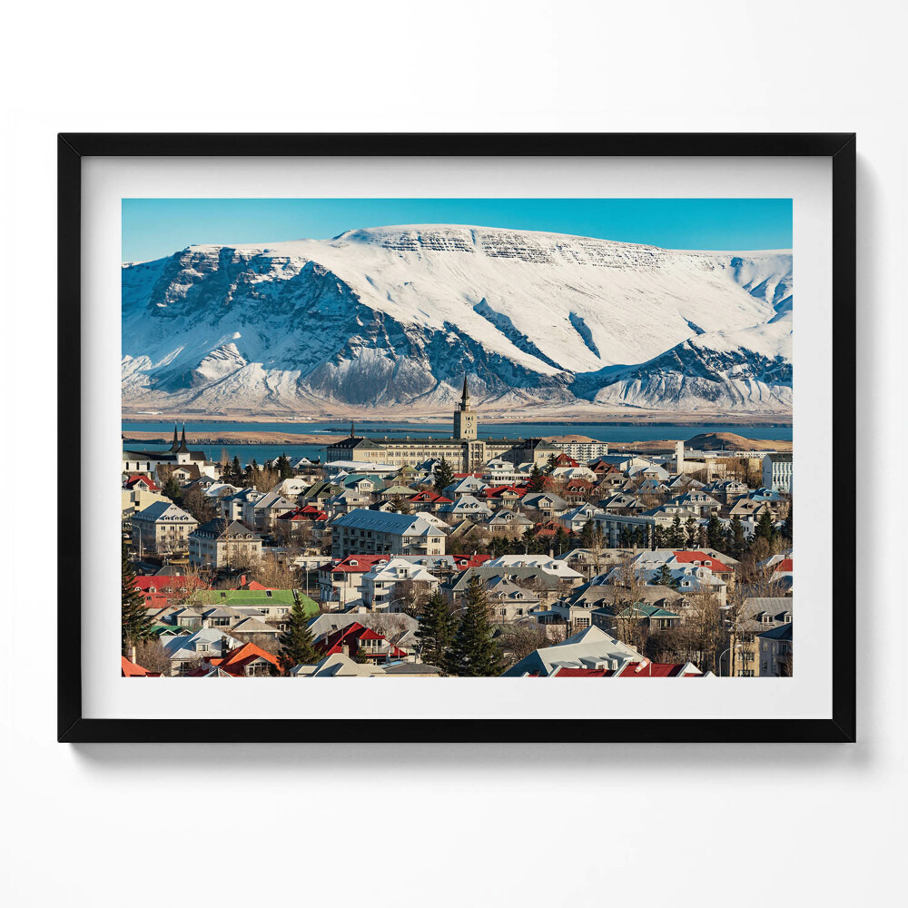Tablou living cu rama Vedere a orașului Reykjavik, Islanda