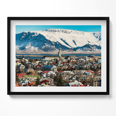 Tablou living cu rama Vedere a orașului Reykjavik, Islanda