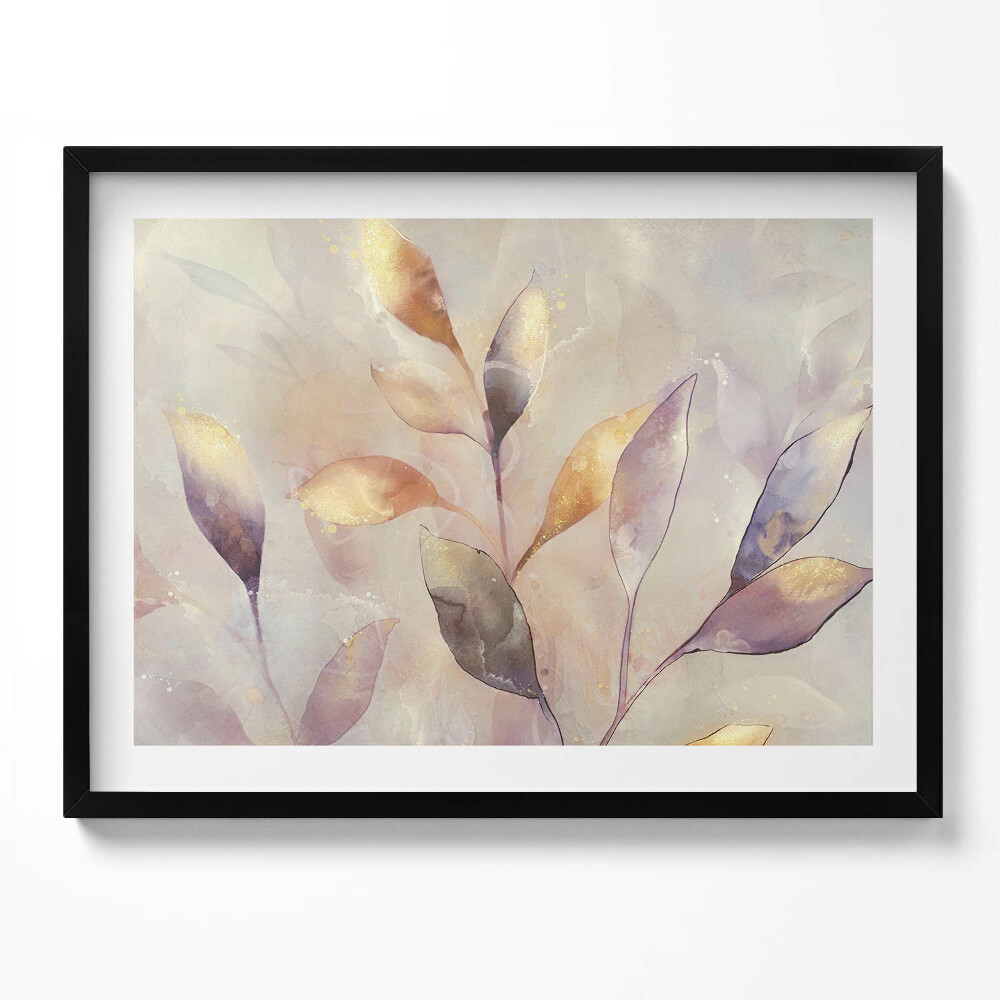 Tablou living cu rama Frunze boho pictate