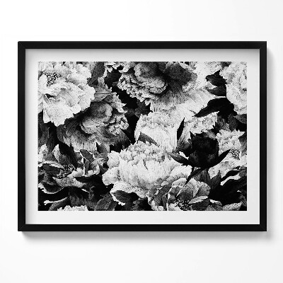 Tablou rama Bujori cu flori albe și negre