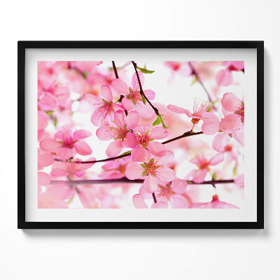 Tablou living cu rama Flori roz de primăvară pe ramuri