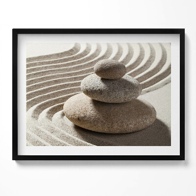 Tablou rama O grămadă de pietre pe nisip zen