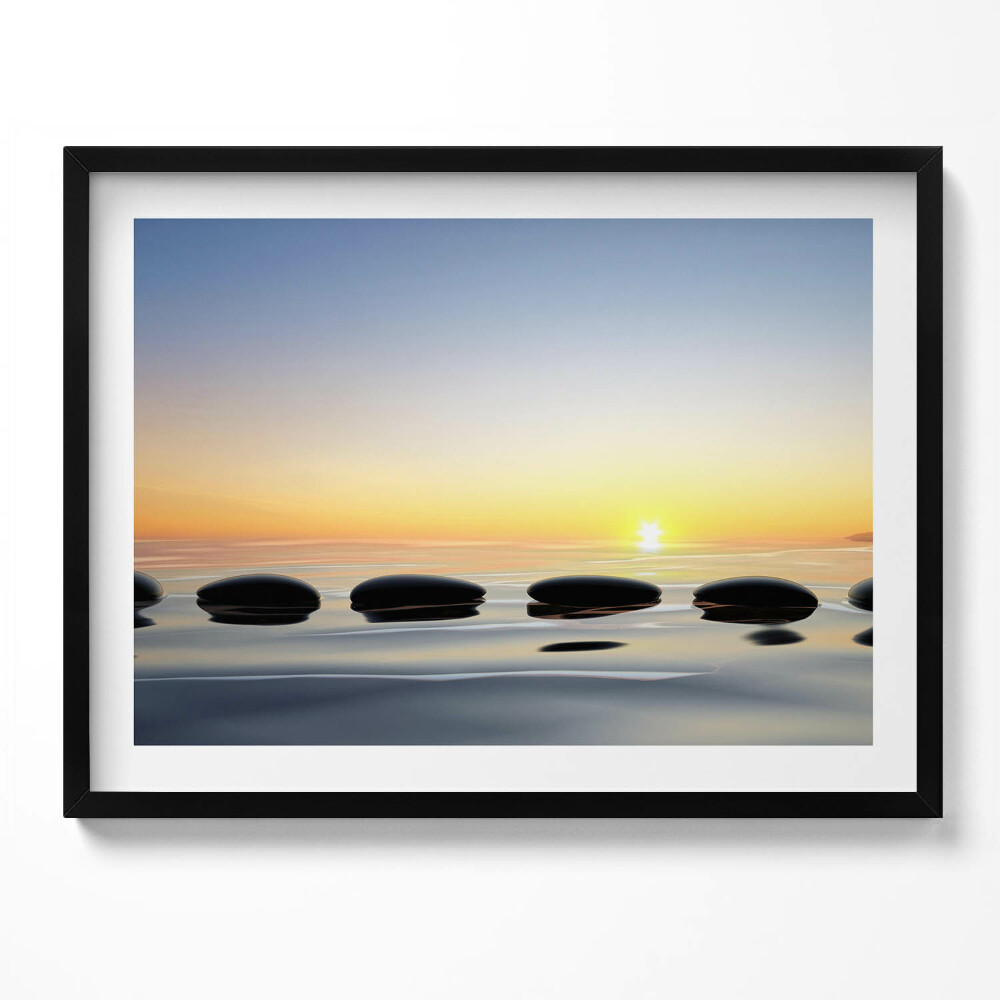 Tablou rama Pietre pe apă la răsărit - zen