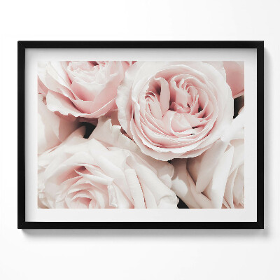 Tablou living cu rama Flori roz pal trandafiri delicati