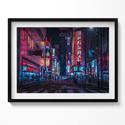 Tablou living cu rama oraș asiatic noaptea