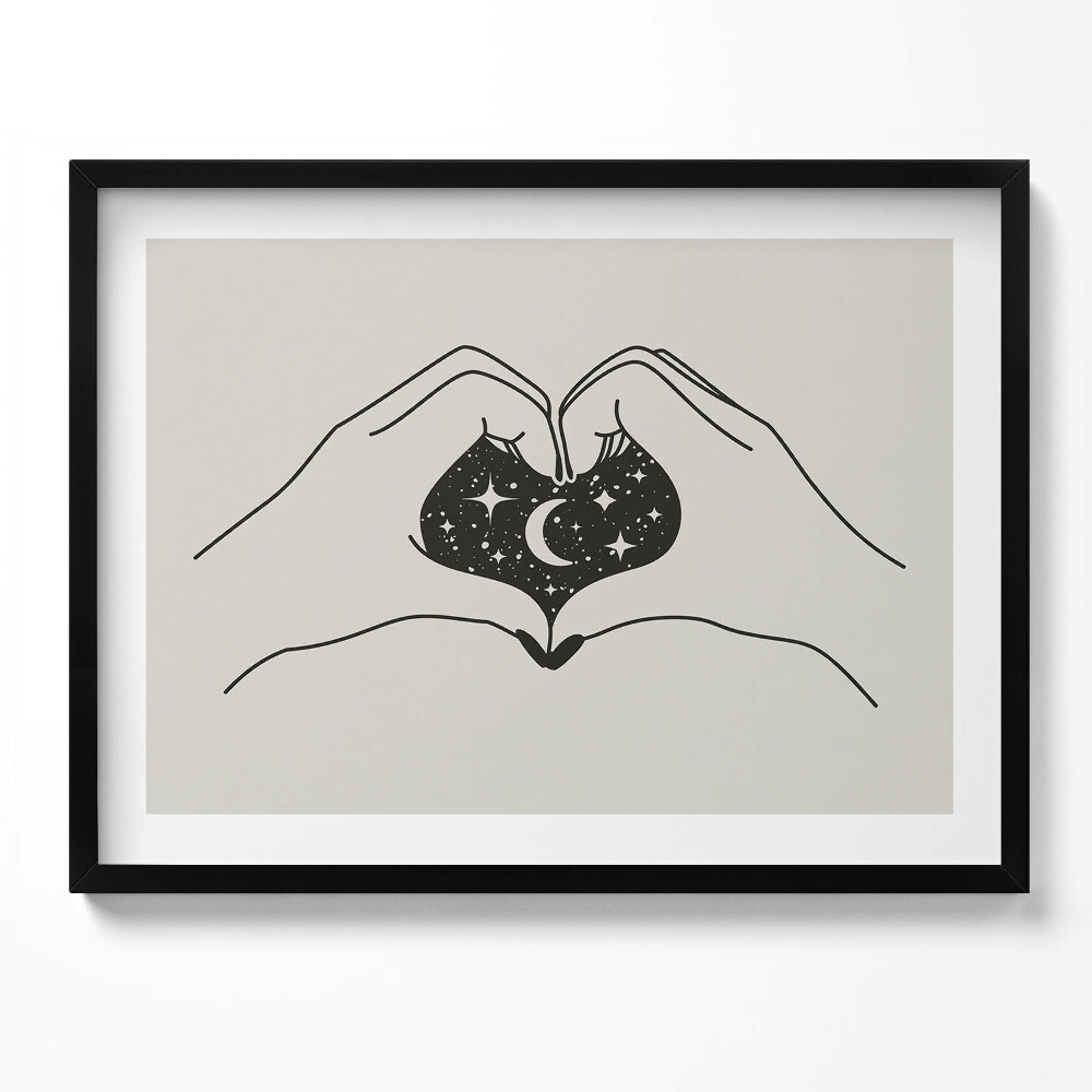 Tablou rama Inimă de palmier și spațiu - ilustrație