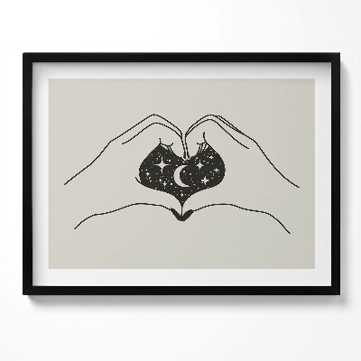 Tablou rama Inimă de palmier și spațiu - ilustrație