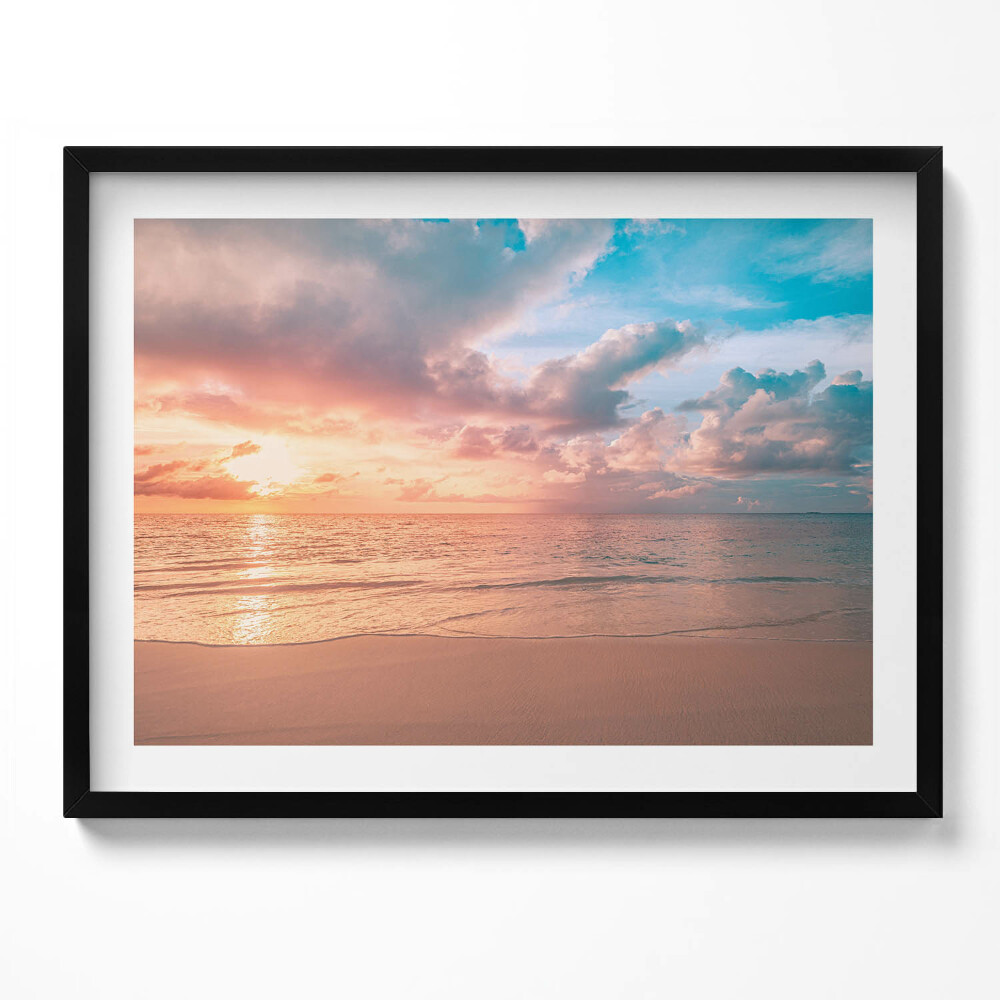 Tablou living cu rama Apus de soare romantic peste mare