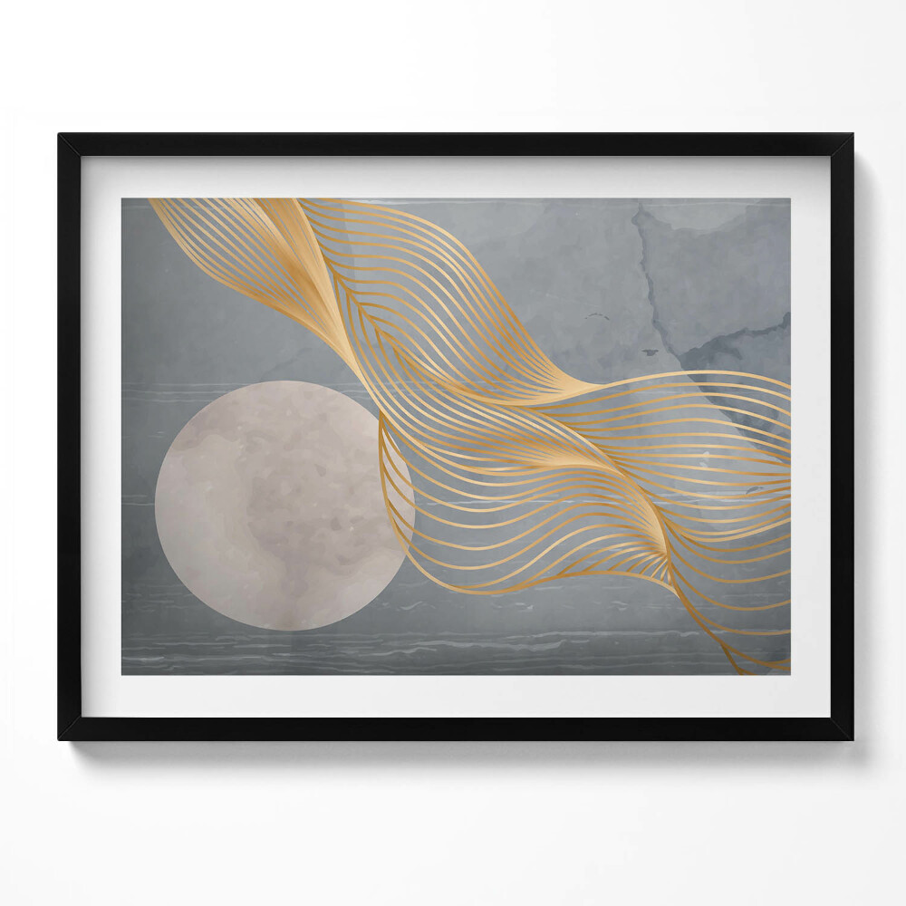 Tablou rama Ilustrație abstractă a lunii cu aur