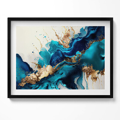 Tablou living cu rama Rezumat lichid cu aur