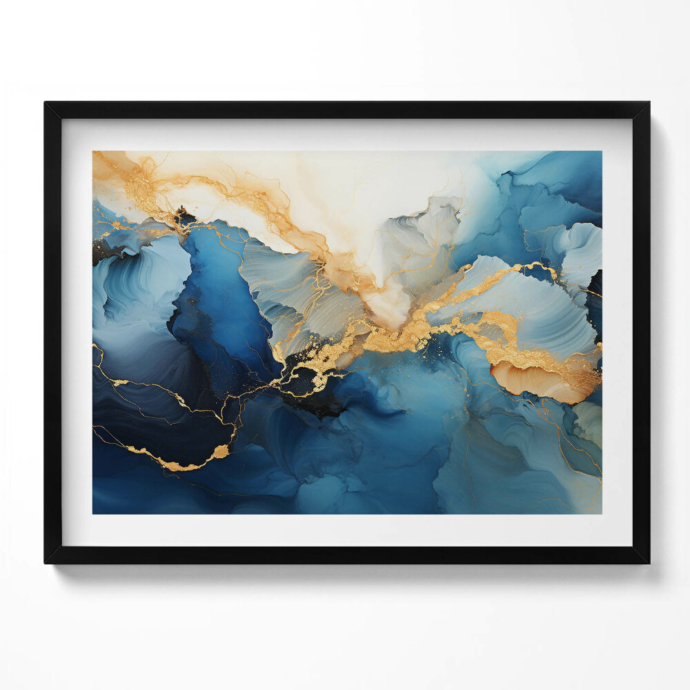 Tablou living cu rama Rezumat lichid cu aur