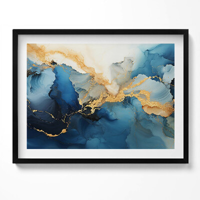 Tablou living cu rama Rezumat lichid cu aur