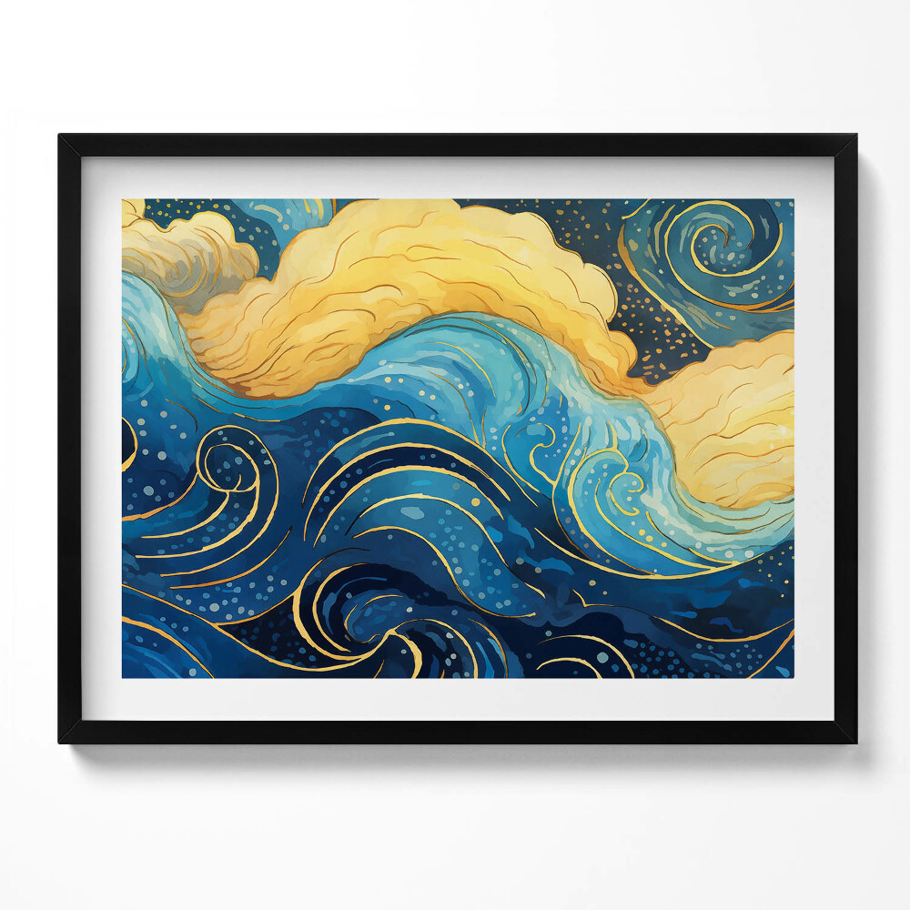 Tablou rama Abstractizare de nori cu aur