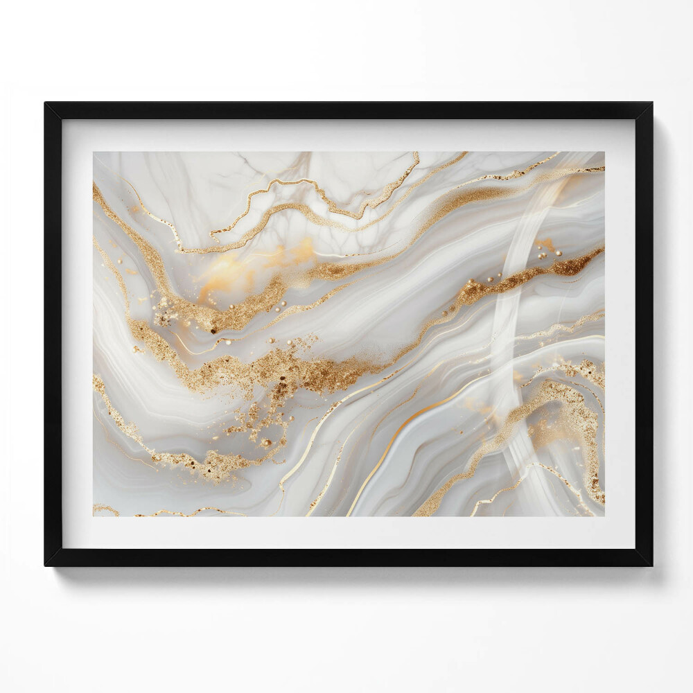 Tablou living cu rama Textură de marmură cu aur