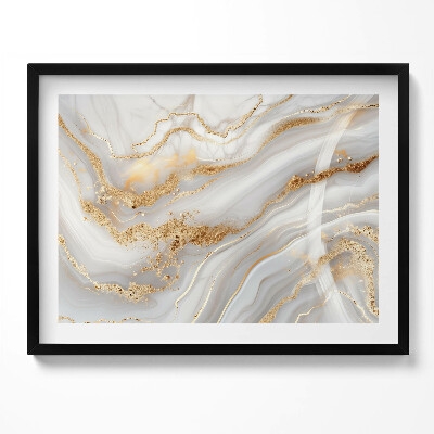 Tablou living cu rama Textură de marmură cu aur