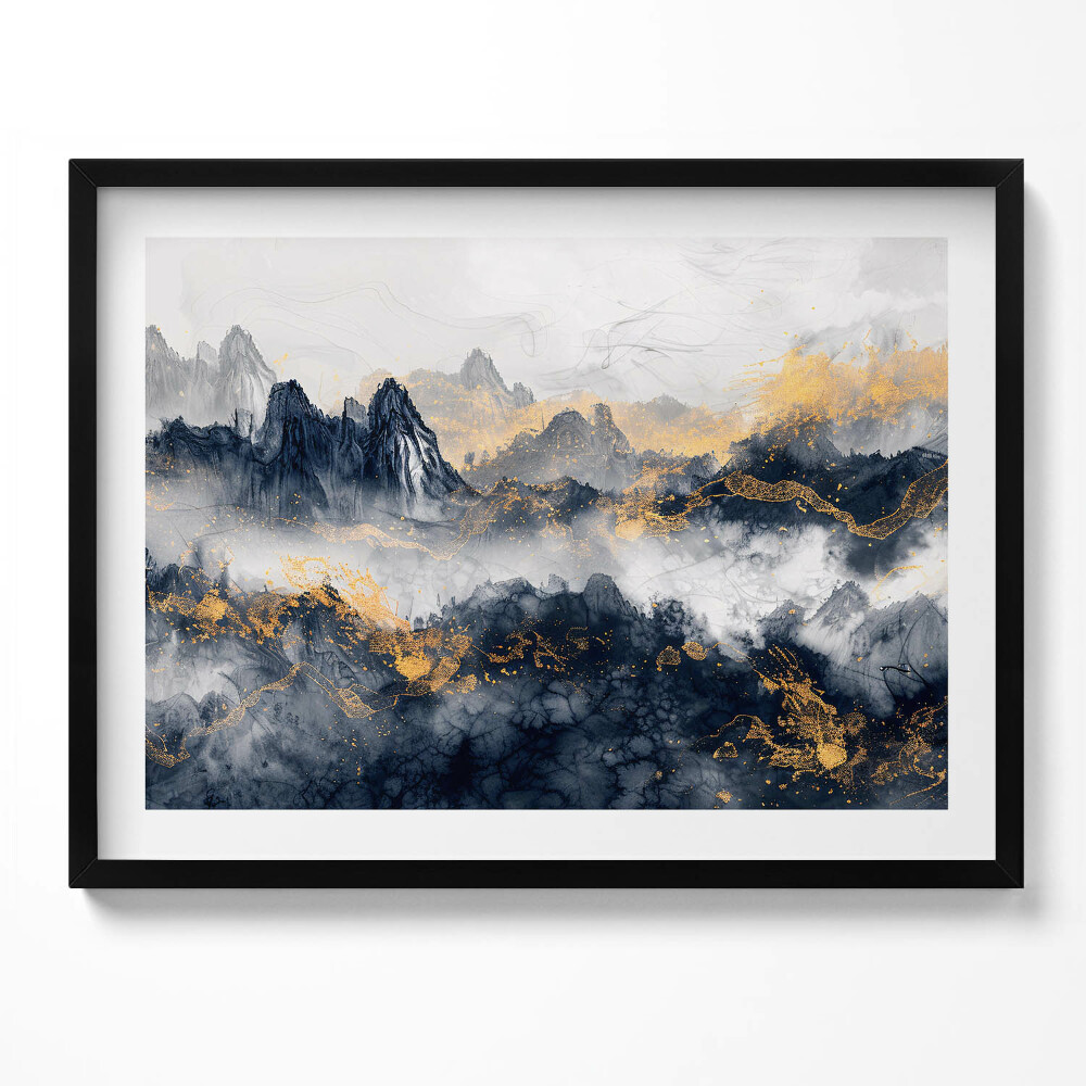 Tablou living cu rama Peisaj abstract al munților printre nori