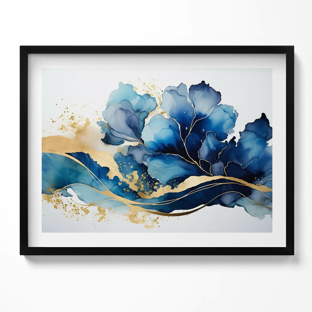 Tablou rama Pictură abstractă cu plante în aur