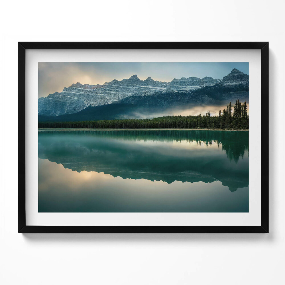 Tablou rama Peisaj cu lac, pădure și munți