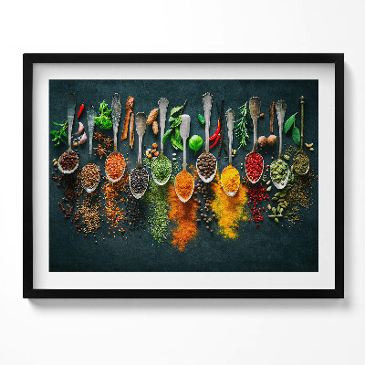 Tablou living cu rama Linguri cu condimente colorate