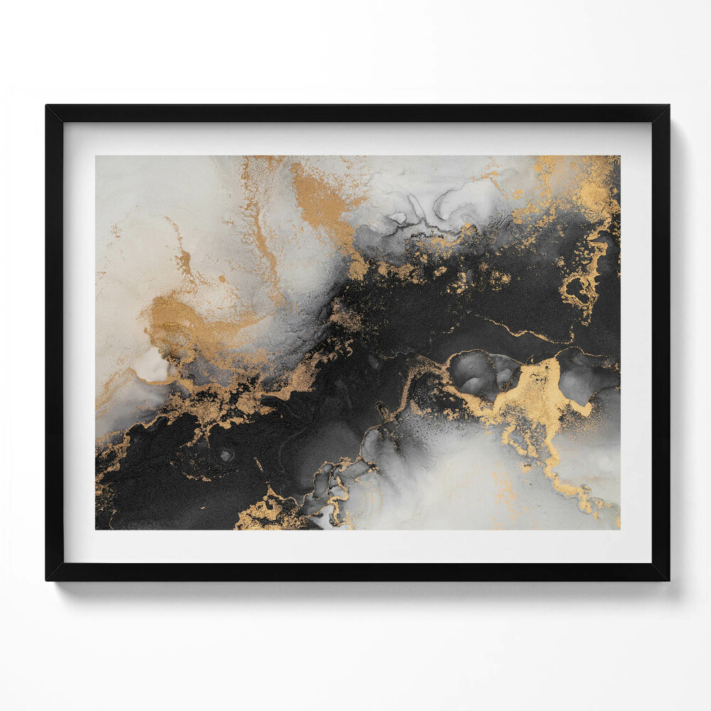 Tablou living cu rama Rezumat alb-negru cu aur