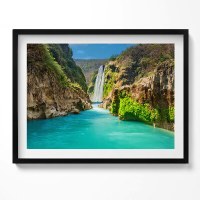 Tablou living cu rama Cascadă și râu tropical