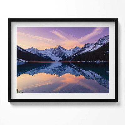 Tablou living cu rama Peisaj cu munți și lac seara