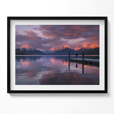 Tablou living cu rama Munți și nori lac