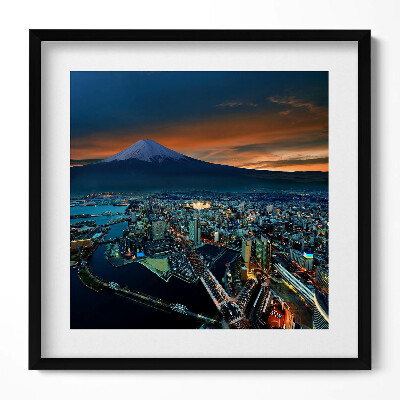 Tablou living cu rama unic Vedere a orașului Tokyo și a Muntelui Fuji
