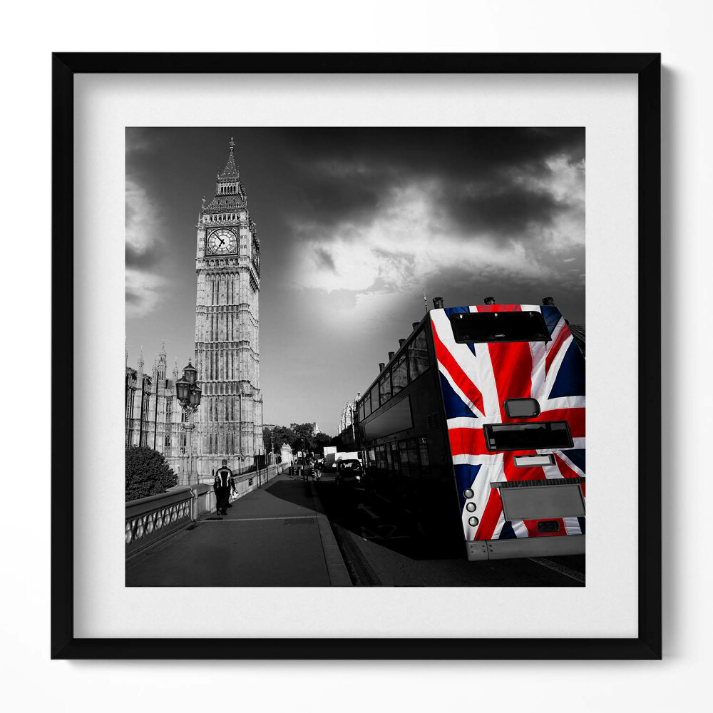 Tablou rama unic Big Ben și autobuzul londonez