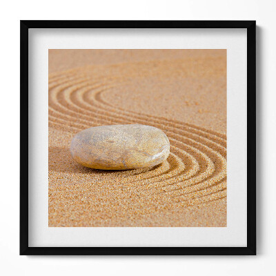 Tablou living cu rama unic Piatră singuratică în nisip - zen