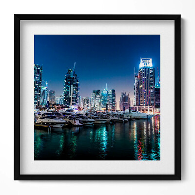 Tablou rama unic Bărci în oraș noaptea