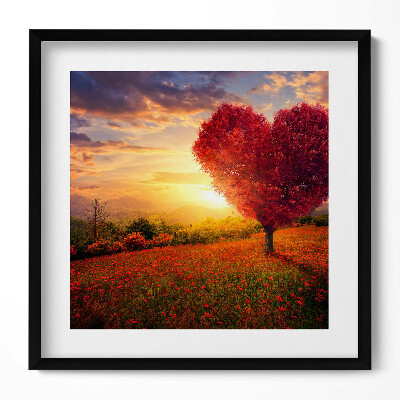 Tablou living cu rama unic Copacul iubirii în formă de inimă