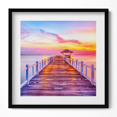 Tablou rama unic Podul împădurit din port