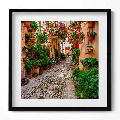 Tablou living cu rama unic O stradă înflorită din Italia
