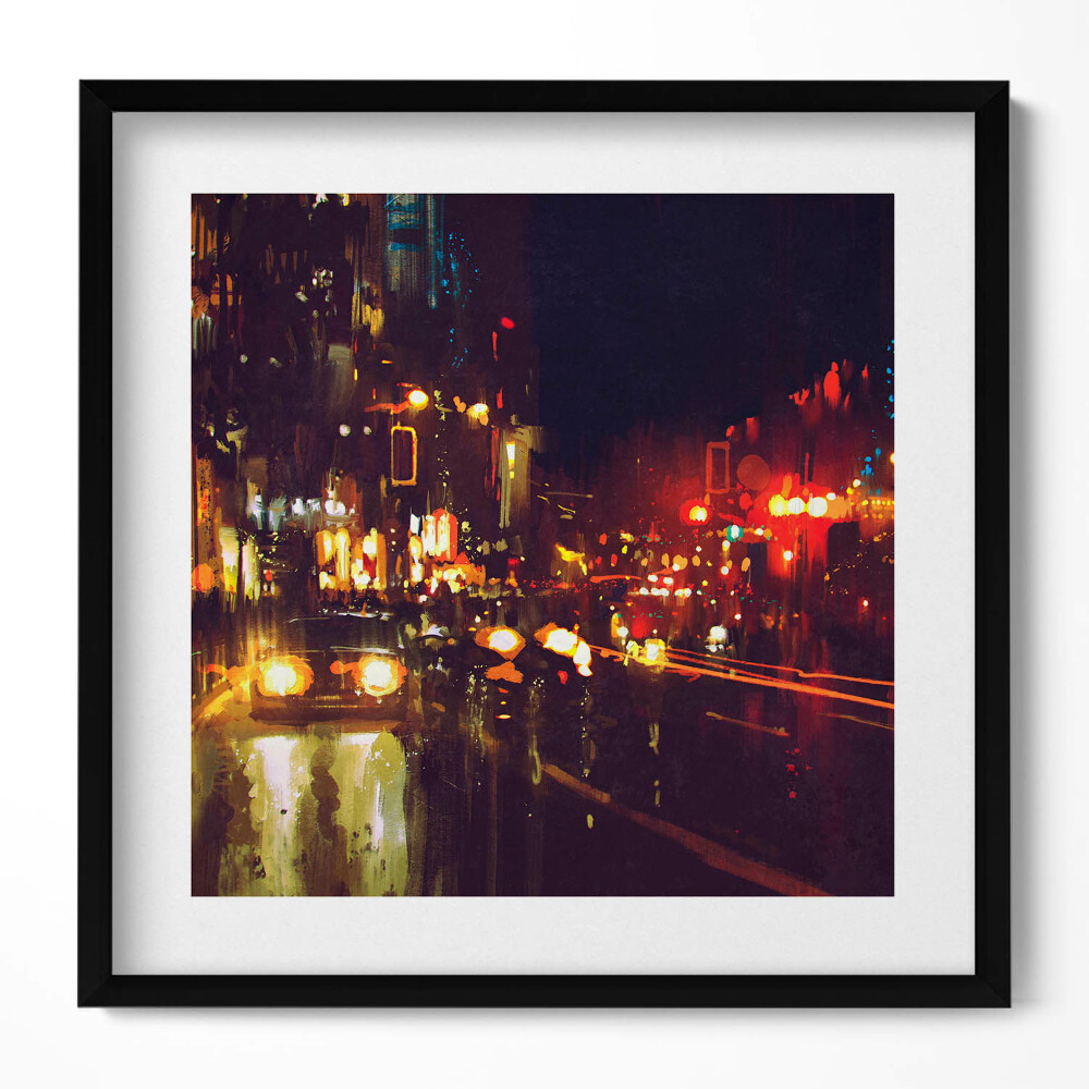 Tablou living cu rama unic Oraș pictat încețoșat