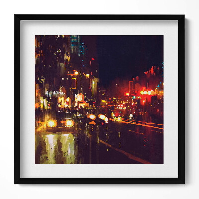 Tablou living cu rama unic Oraș pictat încețoșat